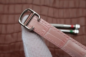 Imitation Cartier Ballon Bleu Ladies 28MM White Dial Pink Leather Strap Ronda Quartz Cartier Watch01199
