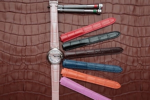 Imitation Cartier Ballon Bleu Ladies 28MM White Dial Pink Leather Strap Ronda Quartz Cartier Watch01199