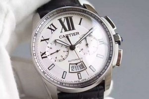 Imitation Cartier Cartier Calibre de Cartier Chronograph White Dial Cartier Watch00125