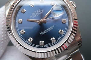 Imitation Designer Rolex DateJust 41mm 116334 Blue Dial Diamonds Markers Bracelet Watch00240