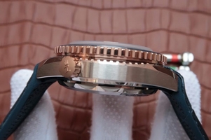 Imitation High Quality Omega Planet Ocean Master Chronometer Blue Bezel Blue Dial Leather Strap Watch01359