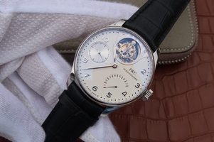 Imitation IWC AZ Portuguese Tourbillon IW5042 White Dial Leather Strap IWC Watch01366