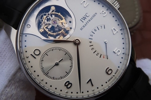 Imitation IWC AZ Portuguese Tourbillon IW5042 White Dial Leather Strap IWC Watch01366