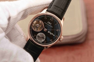 Imitation IWC AZ Portuguesebillon Black Dial Leather Strap Watch01061