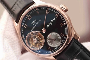 Imitation IWC AZ Portuguesebillon Black Dial Leather Strap Watch01061