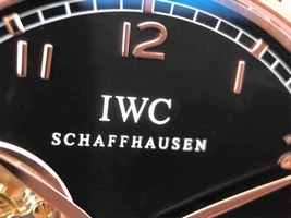 Imitation IWC AZ Portuguesebillon Black Dial Leather Strap Watch01061