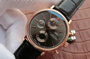 Imitation IWC V6 Portofino IW391021 Chronograph Gray Dial Leather Strap Watch00227