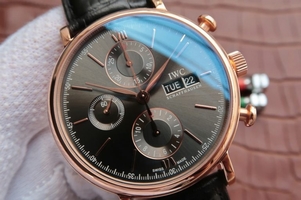 Imitation IWC V6 Portofino IW391021 Chronograph Gray Dial Leather Strap Watch00227