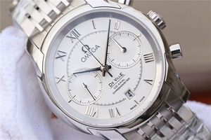Imitation Omega De Ville Chronograph 42mm White Dial Bracelet Watch00393