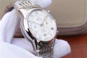Imitation Omega De Ville Chronograph 42mm White Dial Bracelet Watch00393