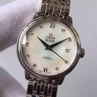 Imitation Omega MKF De Ville 33mm Diamonds Markers White Dial Bracelet Watch00030