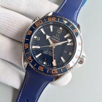 Imitation Omega Planet Ocean GMT Goodplanet Blue Bezel Orange Marker Blue Dial Rubber Watch00919