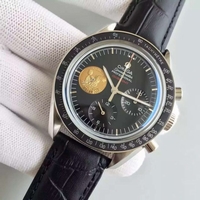 Imitation Omega Speedmaster apollo 11 40th anniversary Black Dial Leather Omega Watch00096