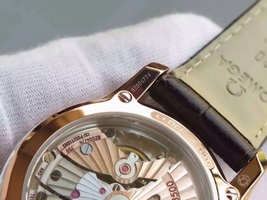 Imitation Omega V6F De Ville Hour Vision Co-Axial 41mm White Dial Brown Leather Strap Watch00452
