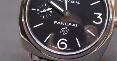 Imitation Panerai PAM380 Black Dial Genuine Black Leather Strap Watch00351
