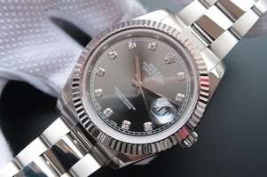 Imitation Rolex DateJust II Fluted Bezel Gray Dial Diamonds Markers Bracelet Rolex Watch00519