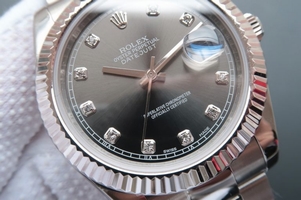 Imitation Rolex DateJust II Fluted Bezel Gray Dial Diamonds Markers Bracelet Rolex Watch00519