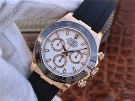 Imitation Rolex Daytona 116515 White Dial Black Rubber Strap Watch00765