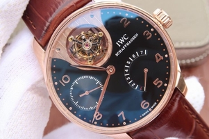 IWC AZ Portuguese Tourbillon IW5042 Black Dial Leather Strap Watch00862