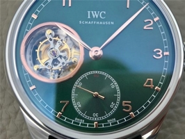 IWC Portuguese Tourbillon IW5463 Green Dial Markers Black Leather Strap Watch00989