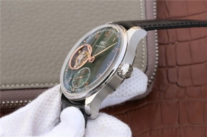 IWC Portuguese Tourbillon IW5463 Green Dial Markers Black Leather Strap Watch00989