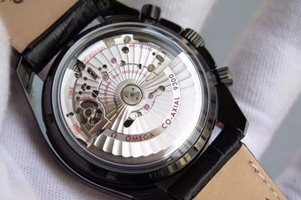 Knockoff AAAAA Omega Speedmaster Moonwatch Co-Axial Chronograph Pitch Black Leather Watch00282