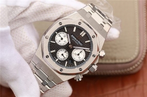 Knockoff Best Quality Audemars Piguet Royal Oak Chronograph Black/White Dial Bracelet Watch00527