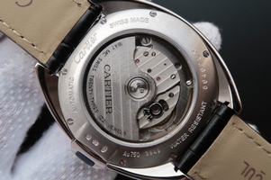 Knockoff Cartier Cle de Cartier White Textured Dial Leather Strap Cartier Watch00615