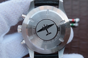 Knockoff IWC Pilot Chrono IW387809 Silver Dial Leather Strap Watch00549