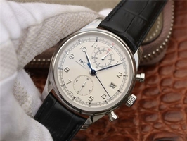 Knockoff IWC Portugieser Chrono Classic 42 IW390403 White Dial Blue Hand Leather Strap Watch00899