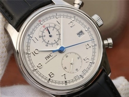 Knockoff IWC Portugieser Chrono Classic 42 IW390403 White Dial Blue Hand Leather Strap Watch00899