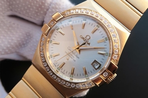 Knockoff Omega V6 Constellation White Dial Diamonds Bezel Bracelet Watch00926