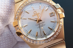 Knockoff Omega V6 Constellation White Dial Diamonds Bezel Bracelet Watch00926