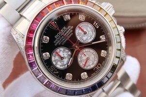 Knockoff Rolex Daytona 116599 Colorful Crystal Bezel Black Dial Bracelet Watch00333
