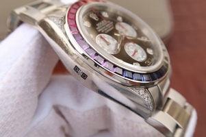 Knockoff Rolex Daytona 116599 Colorful Crystal Bezel Black Dial Bracelet Watch00333