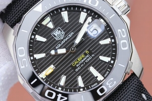 Knockoff Tag-Heuer AquaRacer Calibre 5 V6 Black Textured Dial Black Nylon Strap Watch00086