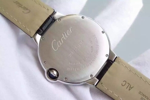 Luxury Cartier Ballon Bleu 40mm Diamonds Bezel Black Dial Leather Strap Cartier Watch00829