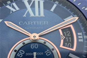 Luxury Cartier J Calibre De Cartier Diver Blue Dial Mark Blue Rubber Strap Cartier Watch00269