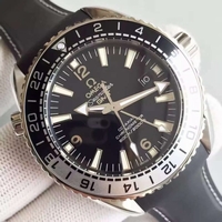 Omega Planet Ocean 600M GMT Black/Silver Bezel Black Dial Rubber Strap Omega Watch00837