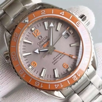 Omega Planet Ocean GMT Gray Dial Orange Bezel Bracelet Watch00359