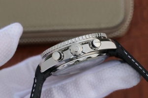 Omega Planet Ocean Master Chronometer Black LiquidMetal Leather Strap Watch00450