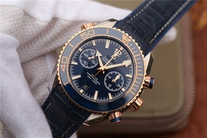 Omega Planet Ocean Master Chronometer Blue Bezel Blue Dial Leather Strap Omega Watch00977