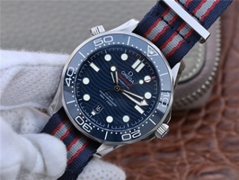 Omega Seamaster Diver 300M Blue Ceramic Dial Blue/Red/Gray Nato Strap Omega Watch00019