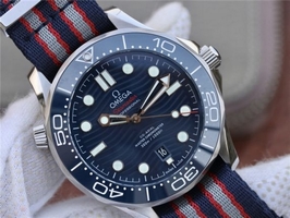 Omega Seamaster Diver 300M Blue Ceramic Dial Blue/Red/Gray Nato Strap Omega Watch00019
