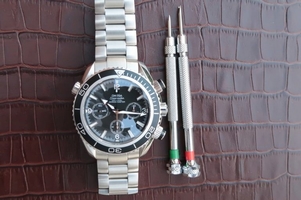 Omega Seamaster Planet Ocean Chrono 45mm Black Dial Silver Markers Bracelet Watch01148