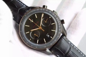 Omega Speedmaster Moonwatch Co-Axial Chronograph Sedna Black Leather Omega Watch00067