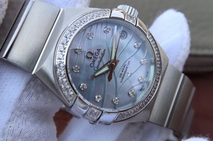 Omega V6 Constellation 27mm Blue Dial Diamonds Markers Bracelet Watch01272