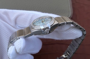 Omega V6 Constellation 27mm Blue Dial Diamonds Markers Bracelet Watch01272