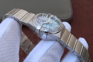 Omega V6 Constellation 27mm Blue Dial Diamonds Markers Bracelet Watch01272