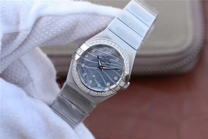 Omega V6 Constellation 27mm Blue MOP Dial Diamonds Bezel Bracelet Ronda Quartz Omega Watch00833